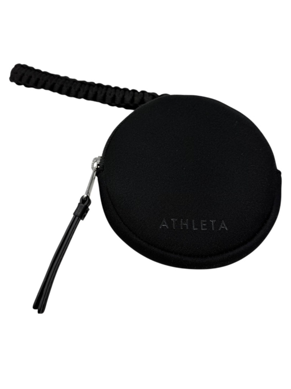Athleta Revive Circle Wallet Black Zip Coin Purse Wristlet AirPods Pouch